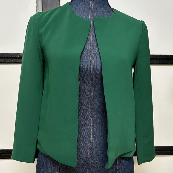 Armani Exchange Green Short Open Front Jacket, Size XS - Picture 3 of 9